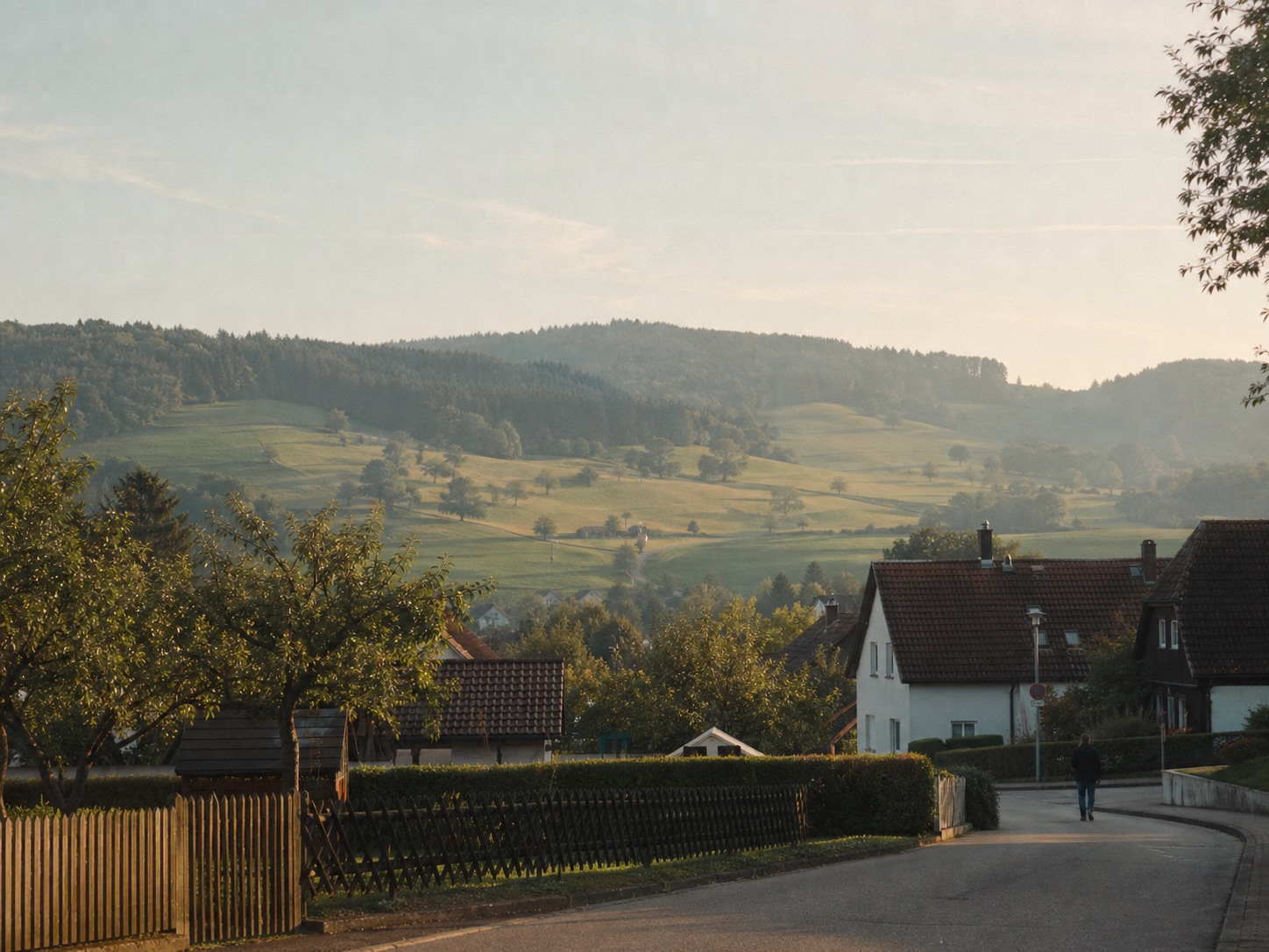Blick über Dächer und Gärten eines überschaubaren Ortes — der Alltag, den ein Check sichtbar macht