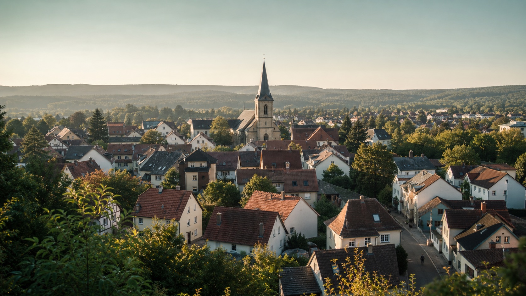 Verschiedene Ortstypen nebeneinander — vom Dorf bis zur Mittelstadt