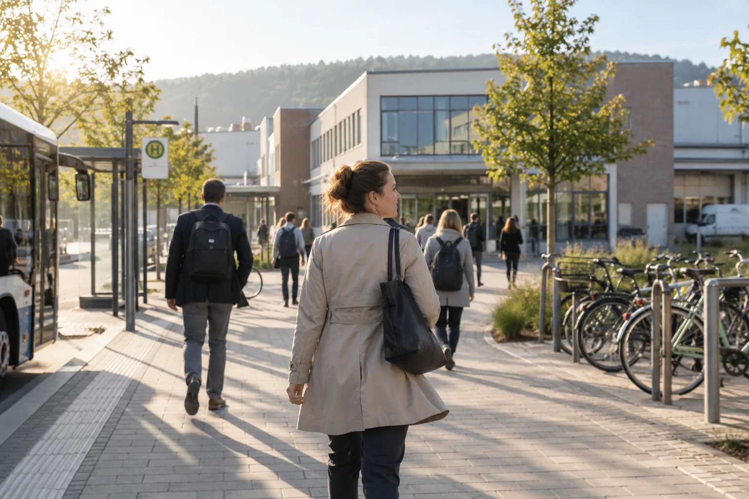 Generiertes Motiv: Berufstätige auf dem Weg zu einem Arbeitszentrum